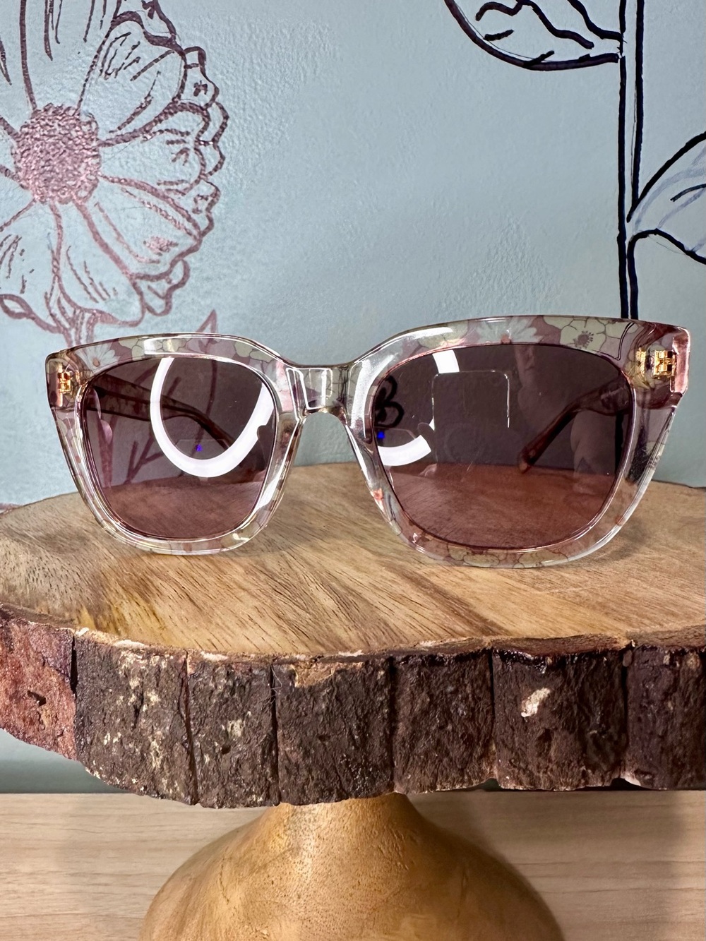 Coach Transparent Pink Floral Sunglasses - Picture 4 of 10